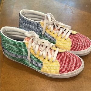 Vans Red and Yellow Canvas Sneakers